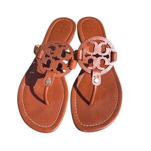 Tory Burch Brown Leather Miller Sandals
